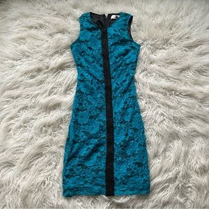 Badgley Mischka Belle Blue Lace And Beaded Dress